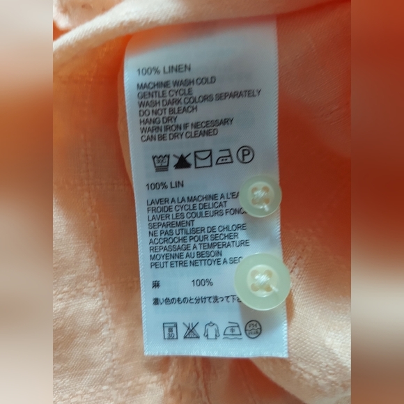 Tommy Bahama Men's Size Large Long Sleeve Linen Button Up Shirt Coral Orange - Picture 8 of 8